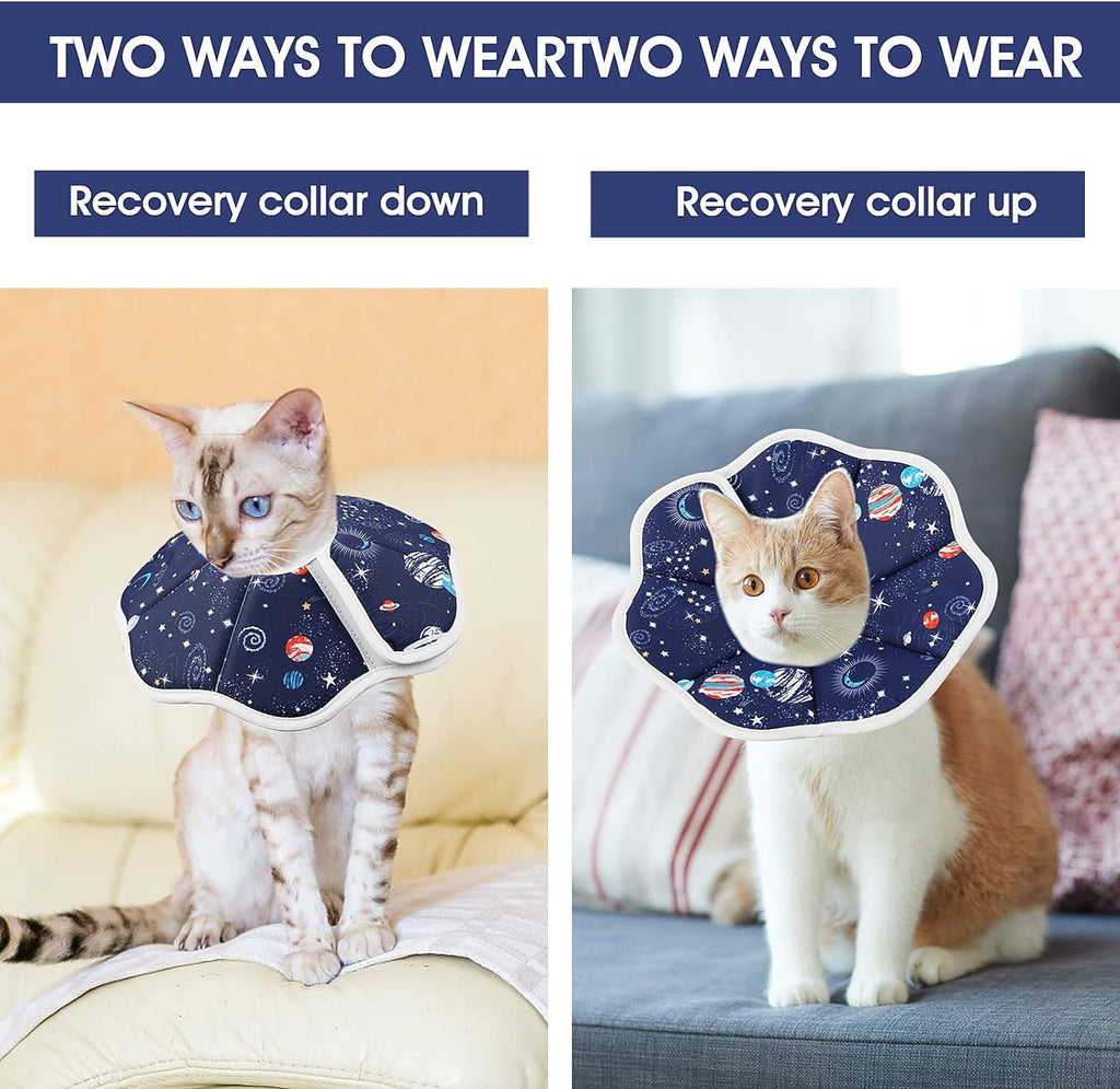 Soft Cat Cone Collar, Protective Cute Small Cat Recovery Collar Adjustable Fasteners Collars for Kittens Cats E-Collars after Surgery Protective Wound Healing, Fit 6.3"-9" Neck Circumference