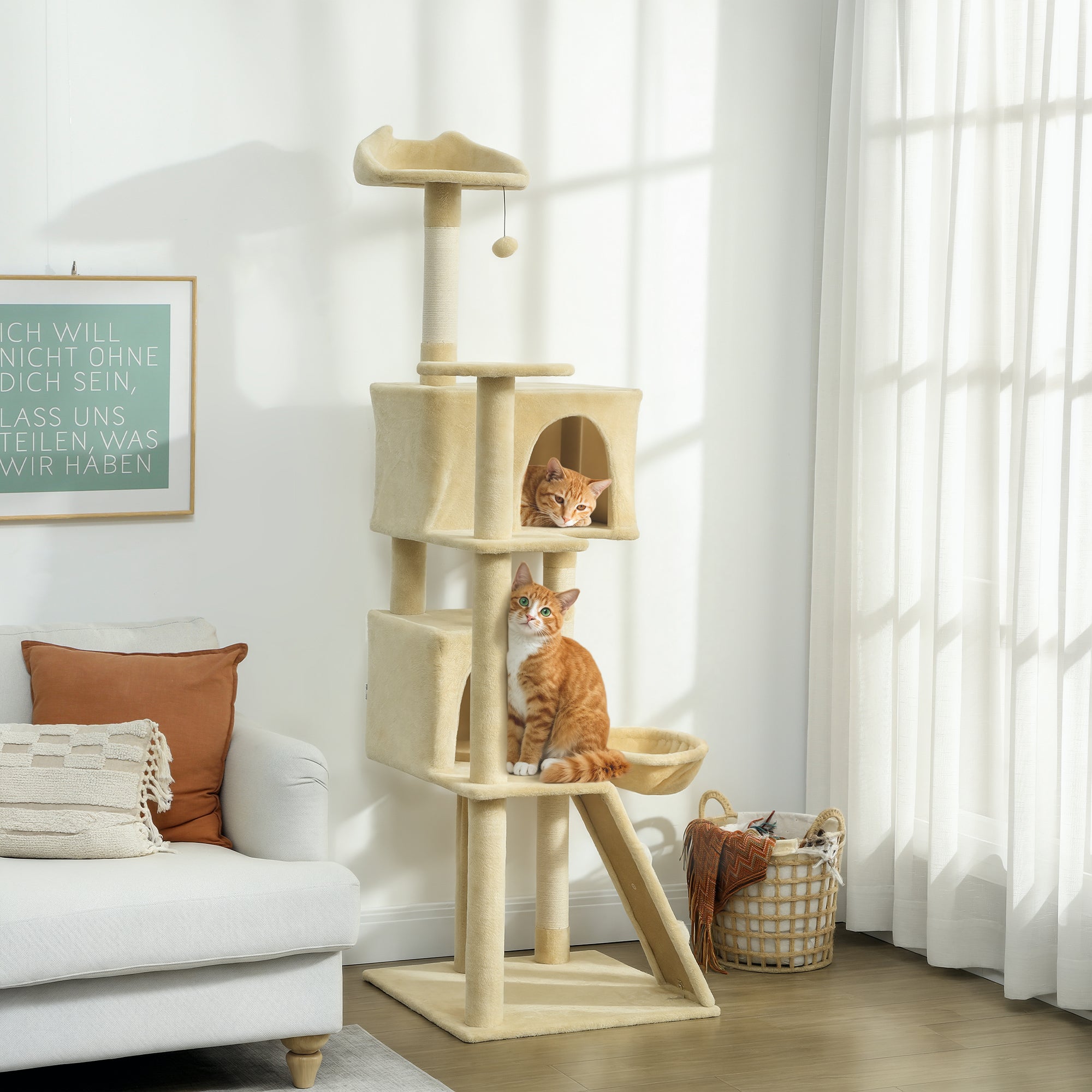 Cat Tree, Large Cat Tower with Sisal Scratching Posts, Cat Houses