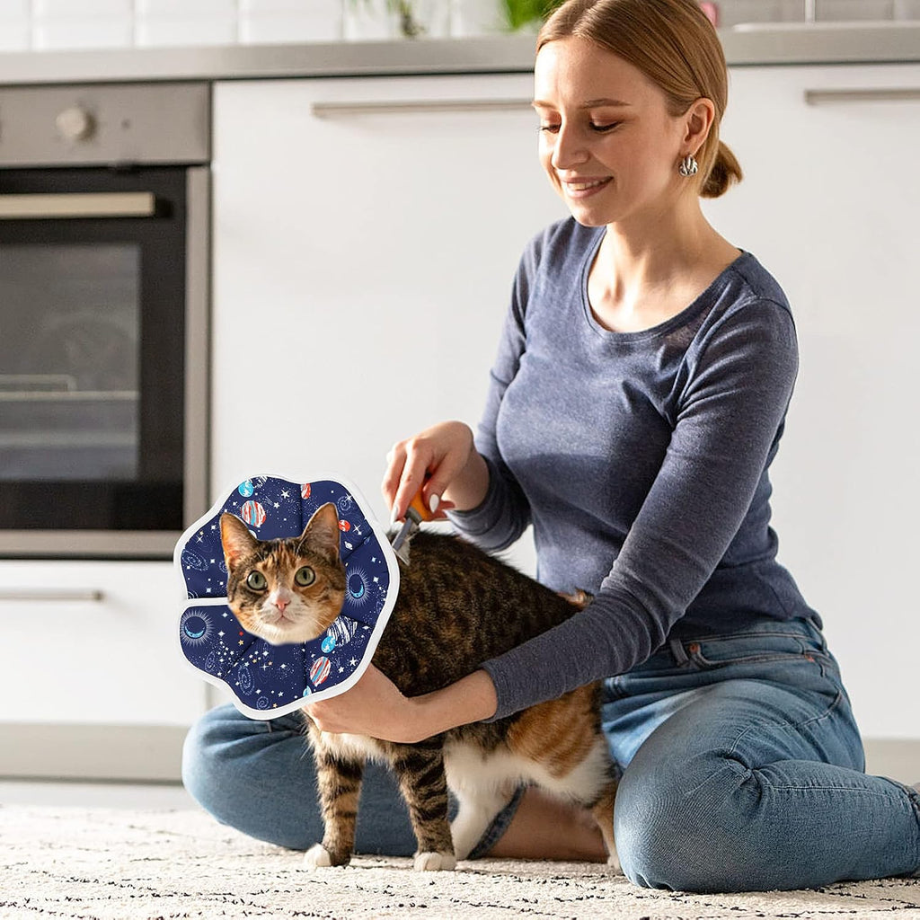 Soft Cat Cone Collar, Protective Cute Small Cat Recovery Collar Adjustable Fasteners Collars for Kittens Cats E-Collars after Surgery Protective Wound Healing, Fit 6.3"-9" Neck Circumference