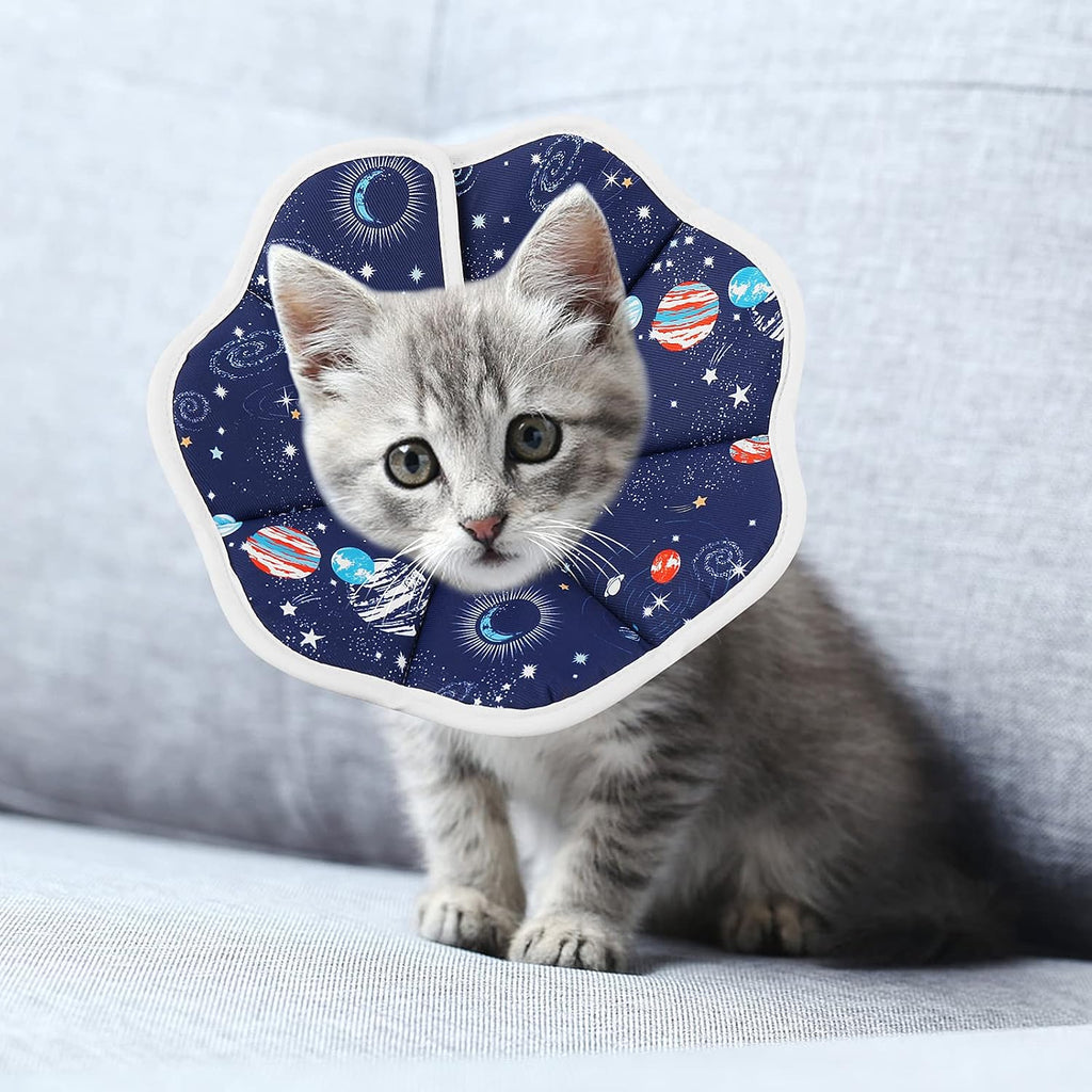 Soft Cat Cone Collar, Protective Cute Small Cat Recovery Collar Adjustable Fasteners Collars for Kittens Cats E-Collars after Surgery Protective Wound Healing, Fit 6.3"-9" Neck Circumference