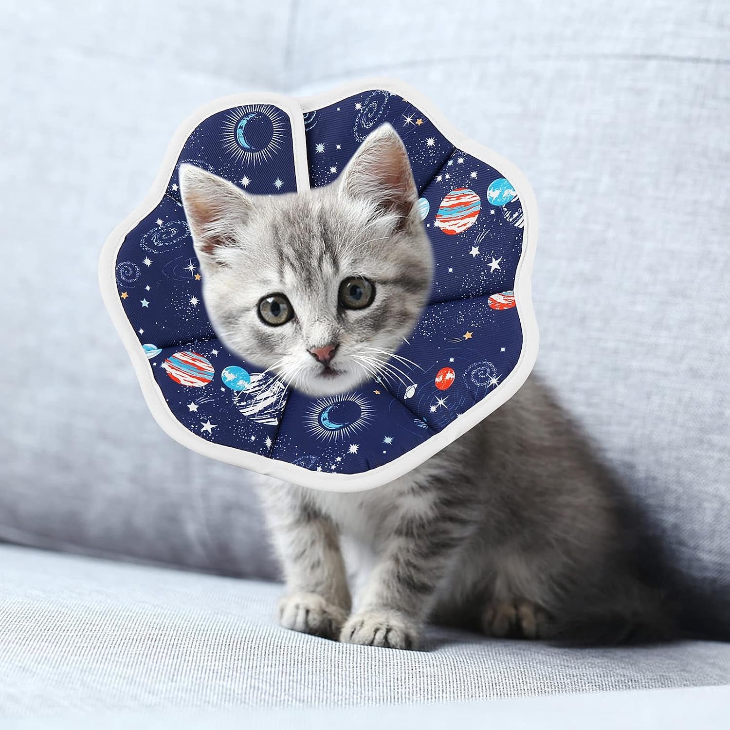 Soft Cat Cone Collar, Protective Cute Small Cat Recovery Collar Adjustable Fasteners Collars for Kittens Cats E-Collars after Surgery Protective Wound Healing, Fit 6.3"-9" Neck Circumference