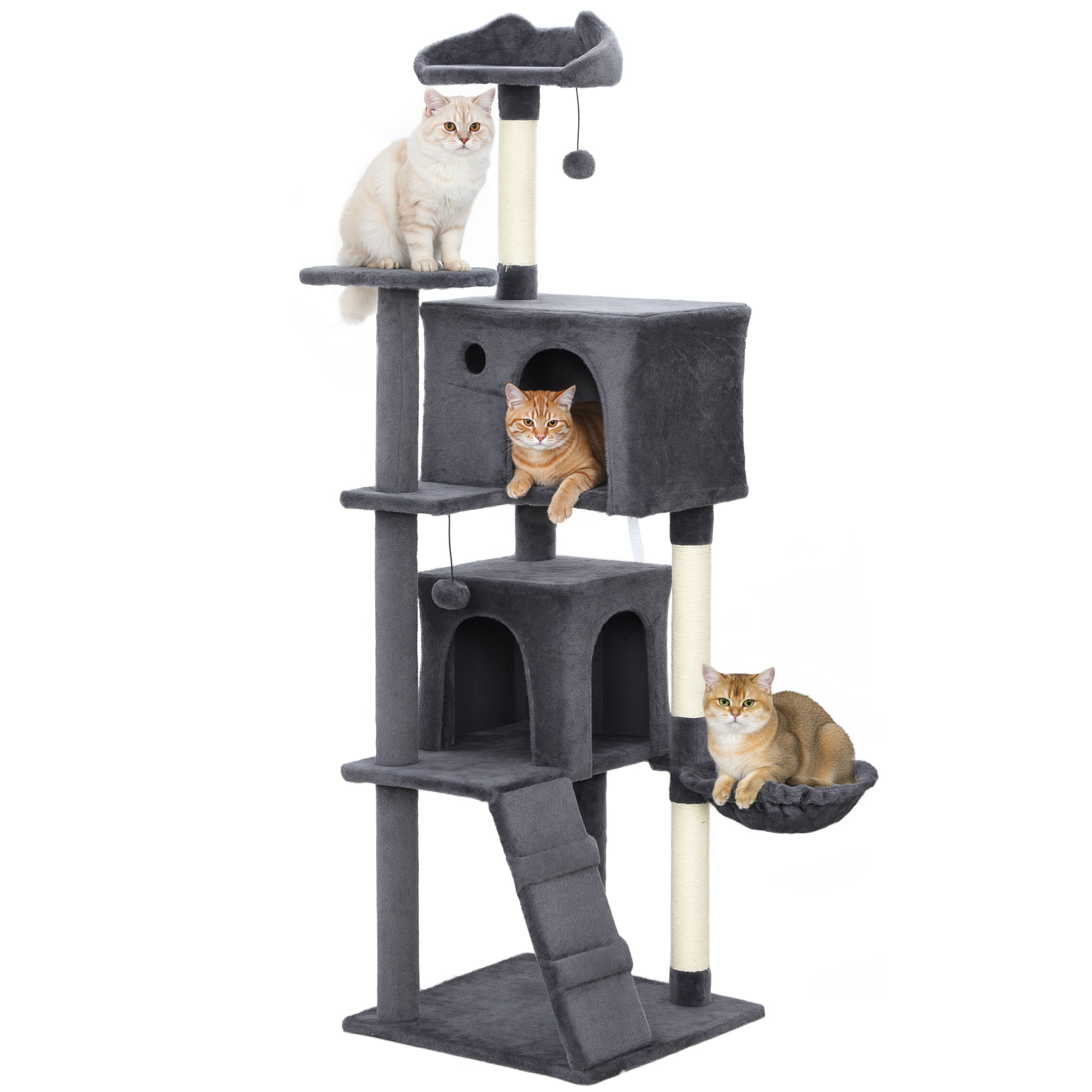 Cat Tree, Large Cat Tower with Sisal Scratching Posts, Cat Houses