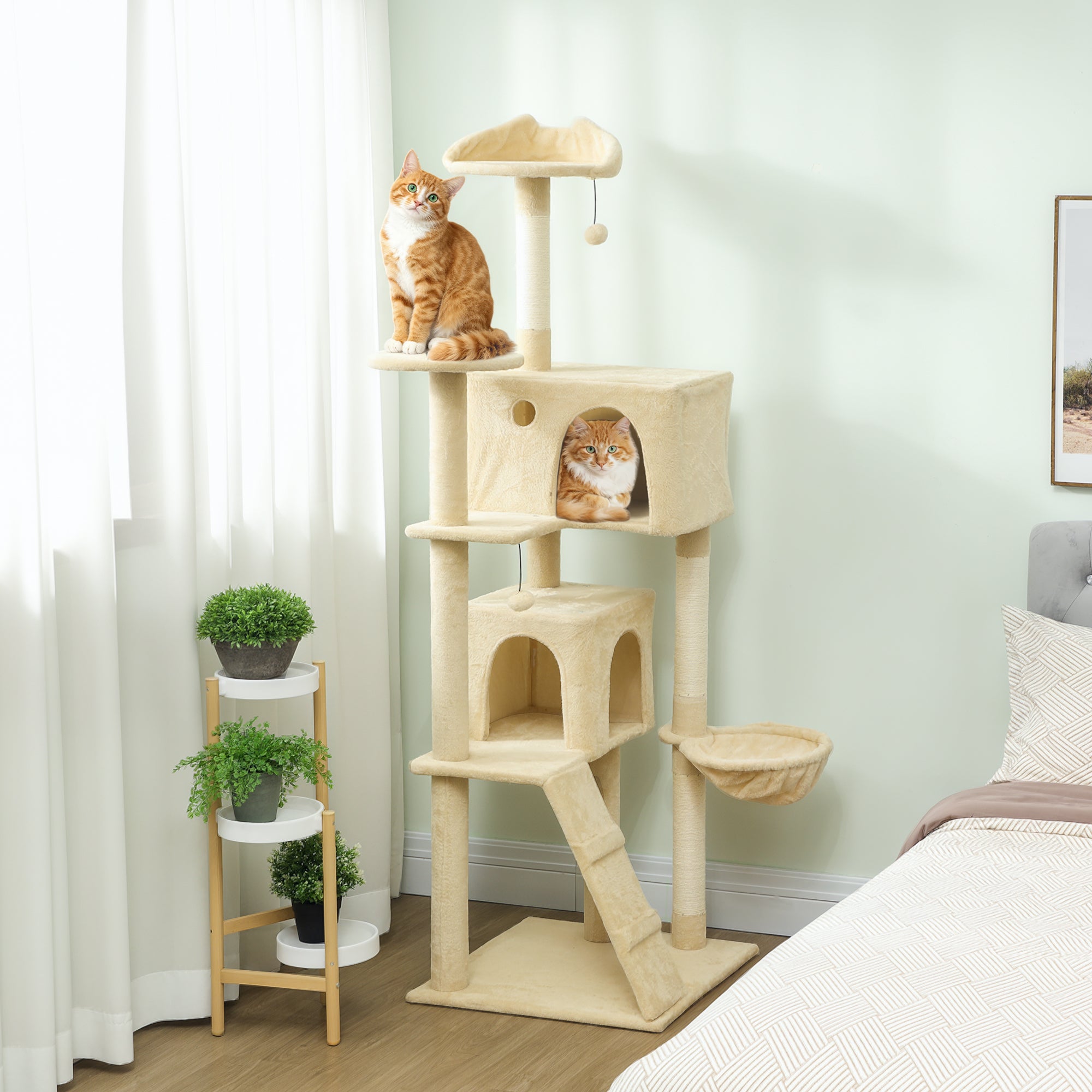 Cat Tree, Large Cat Tower with Sisal Scratching Posts, Cat Houses