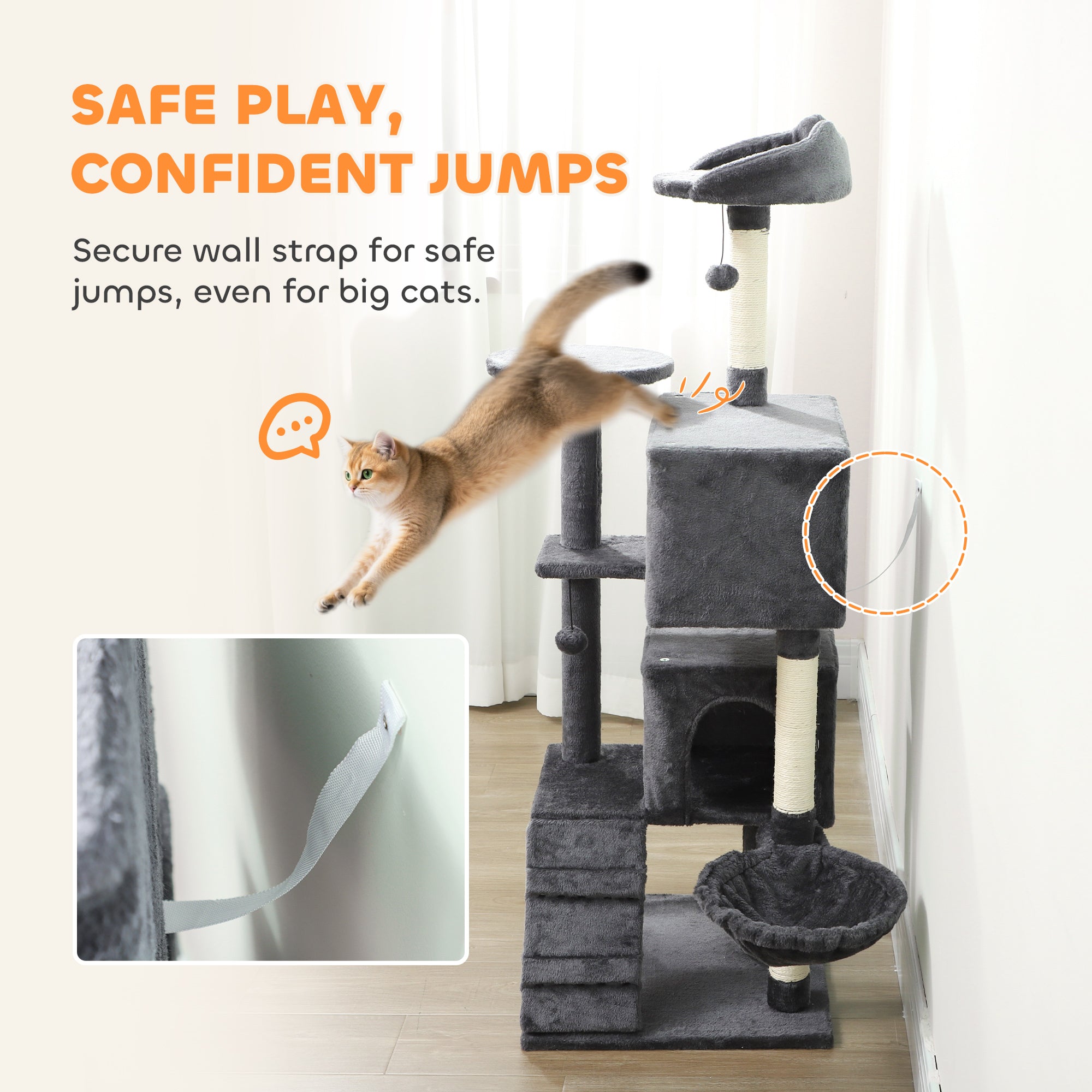 Cat Tree, Large Cat Tower with Sisal Scratching Posts, Cat Houses
