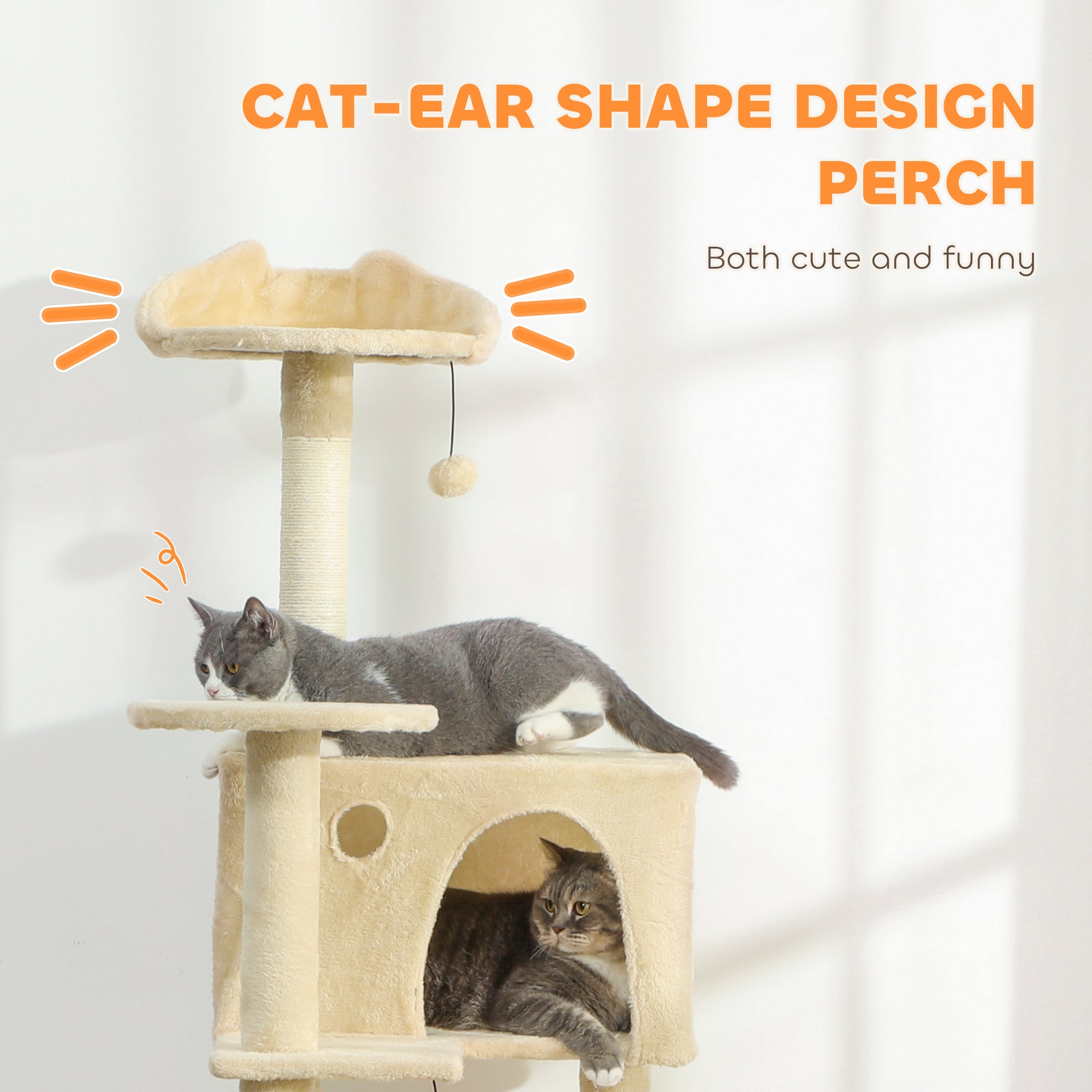 Cat Tree, Large Cat Tower with Sisal Scratching Posts, Cat Houses