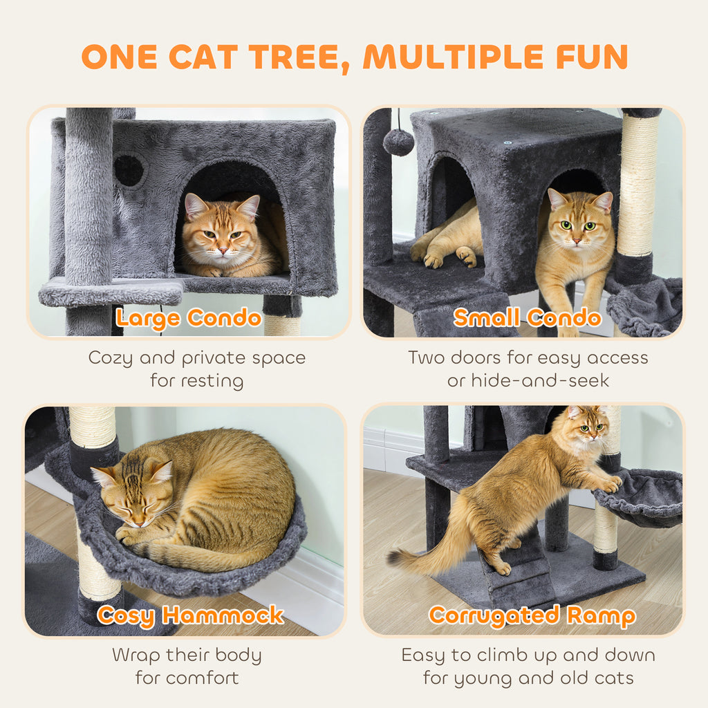 Cat Tree, Large Cat Tower with Sisal Scratching Posts, Cat Houses