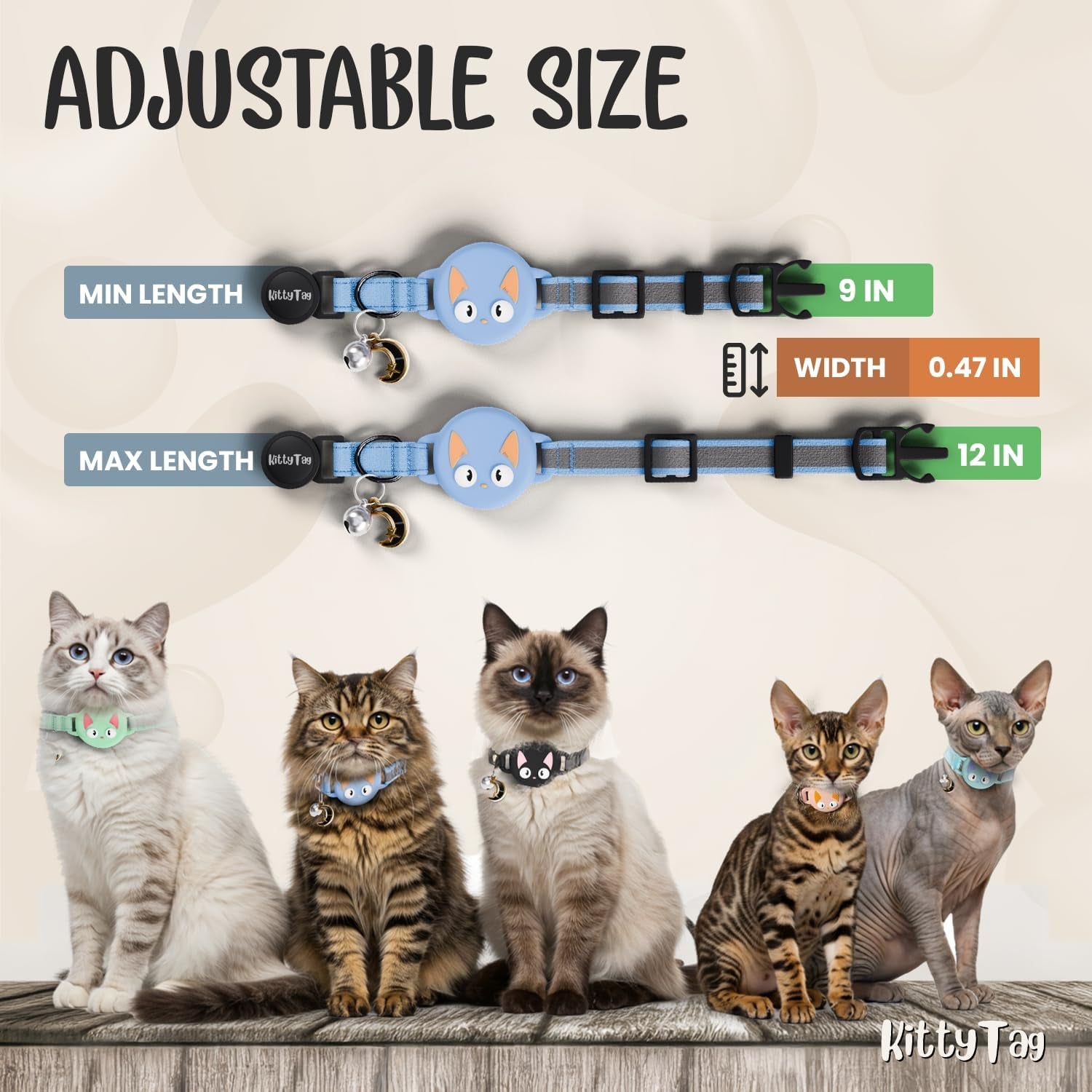 Reflective Airtag Cat Collar with Air Tag Holder and Bell, Quick Release Cat Collar, Compatible with Airtag and Iphone, Safe, Adjustable, and Anti-Choke Apple Airtag Holder for Cats (Blue)