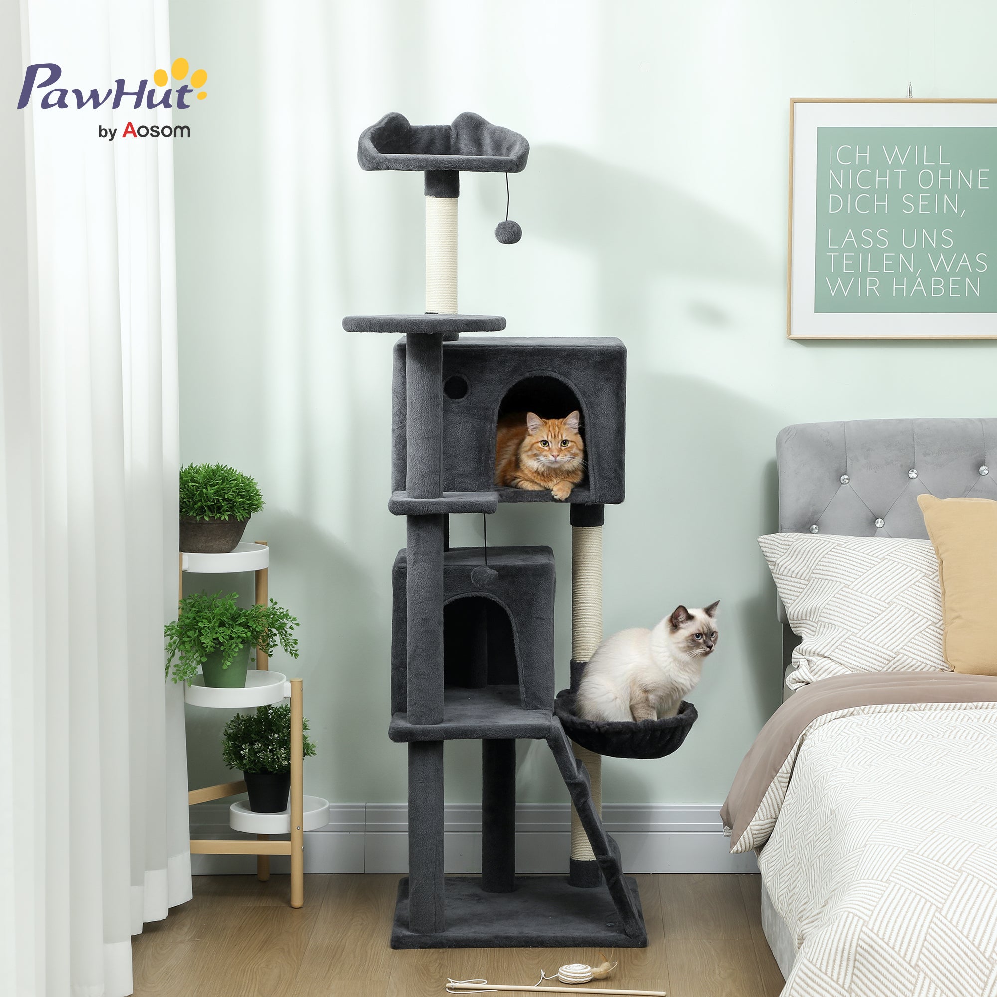Cat Tree, Large Cat Tower with Sisal Scratching Posts, Cat Houses