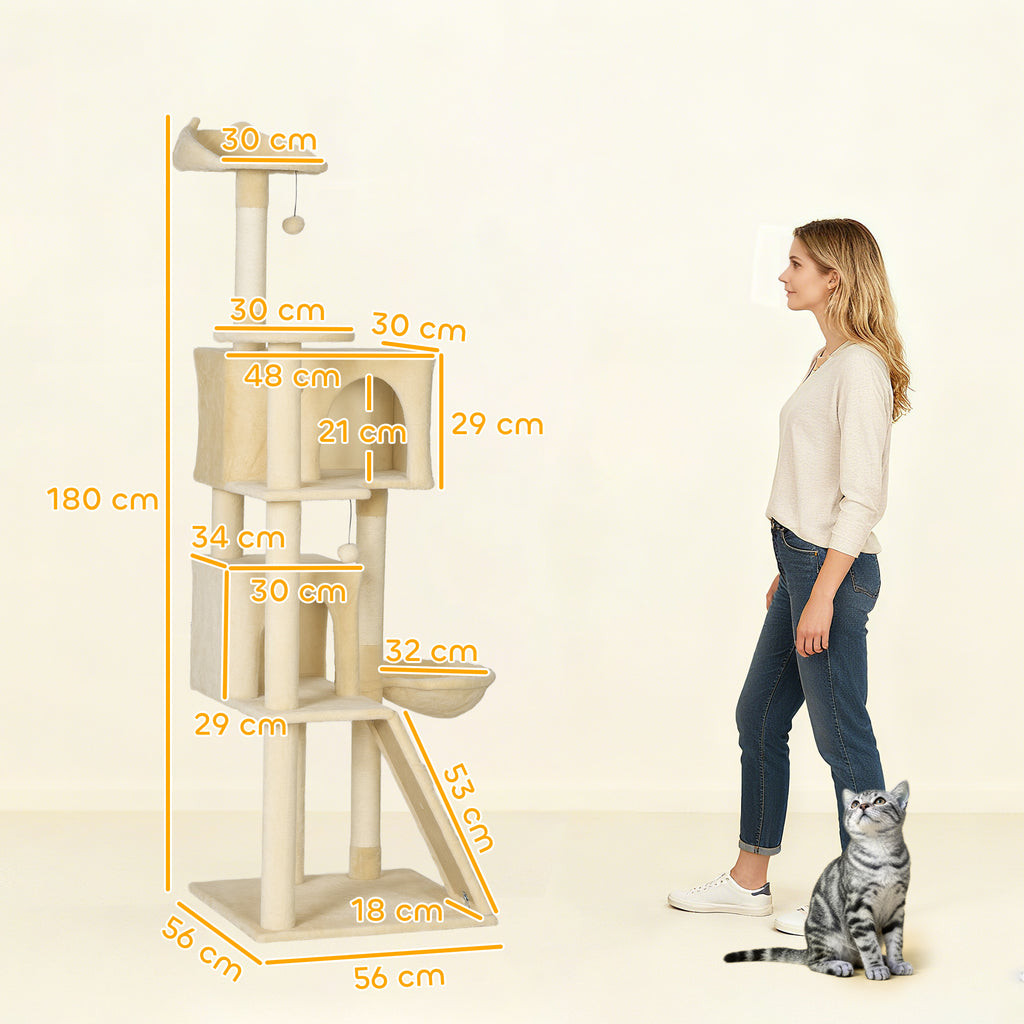 Cat Tree, Large Cat Tower with Sisal Scratching Posts, Cat Houses