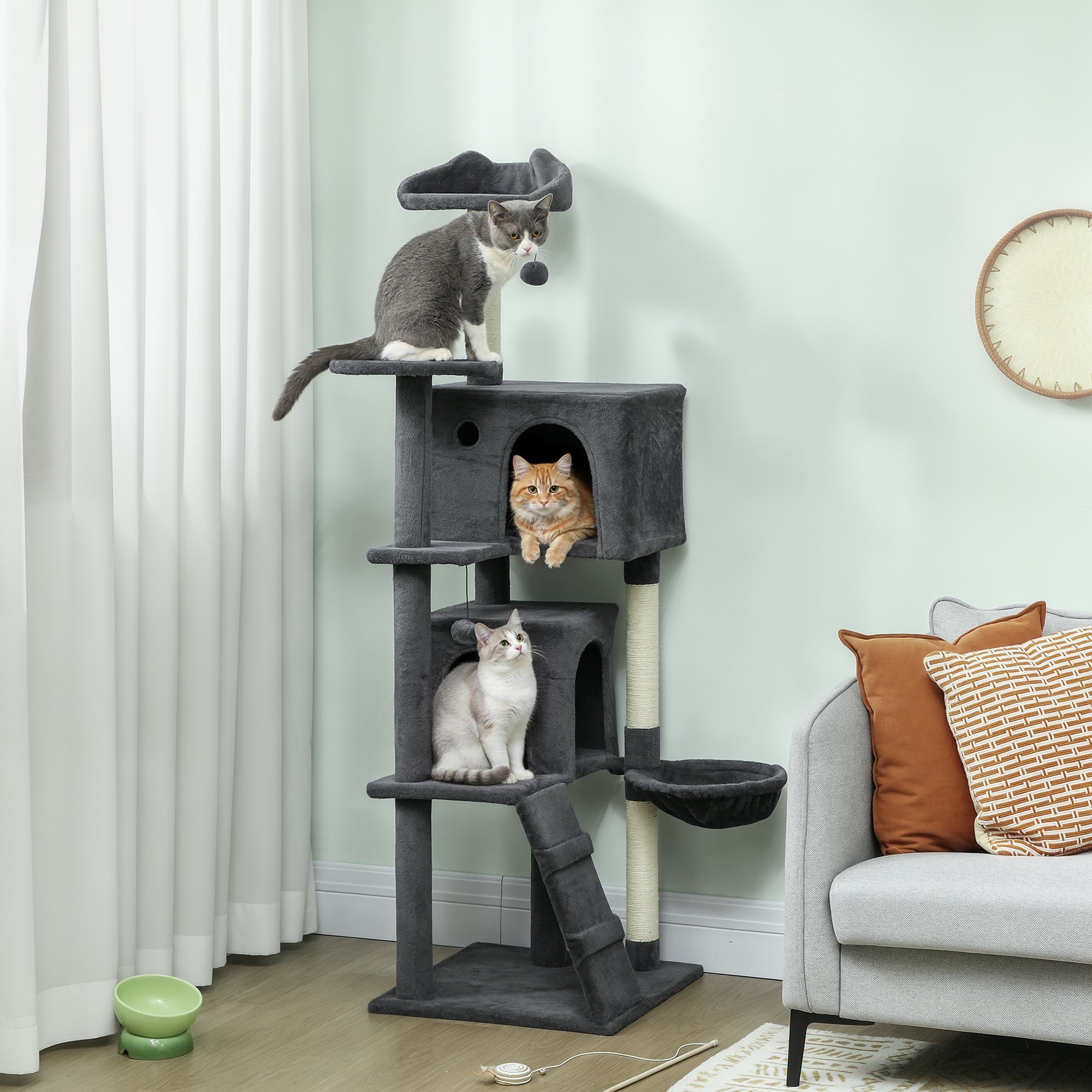 Cat Tree, Large Cat Tower with Sisal Scratching Posts, Cat Houses