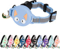 Reflective Airtag Cat Collar with Air Tag Holder and Bell, Quick Release Cat Collar, Compatible with Airtag and Iphone, Safe, Adjustable, and Anti-Choke Apple Airtag Holder for Cats (Blue)