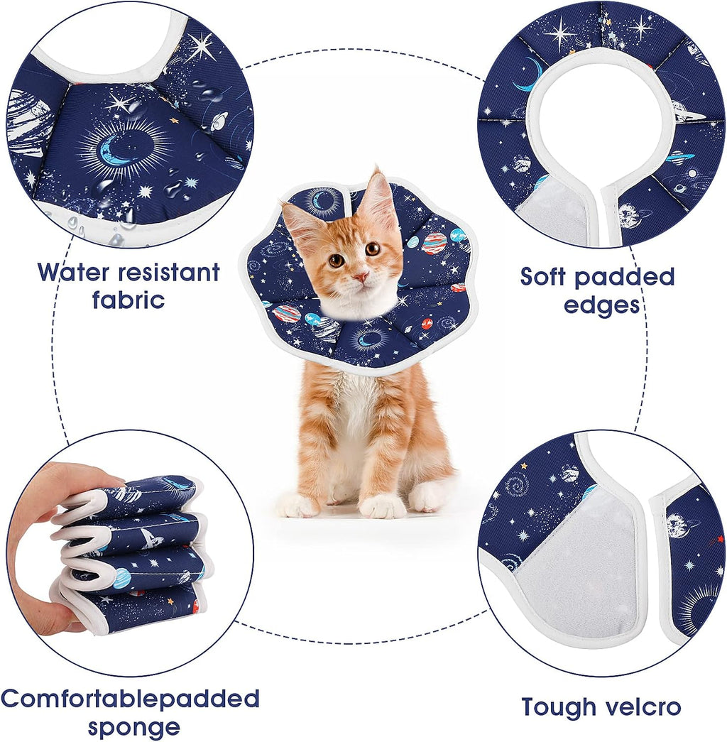 Soft Cat Cone Collar, Protective Cute Small Cat Recovery Collar Adjustable Fasteners Collars for Kittens Cats E-Collars after Surgery Protective Wound Healing, Fit 6.3"-9" Neck Circumference